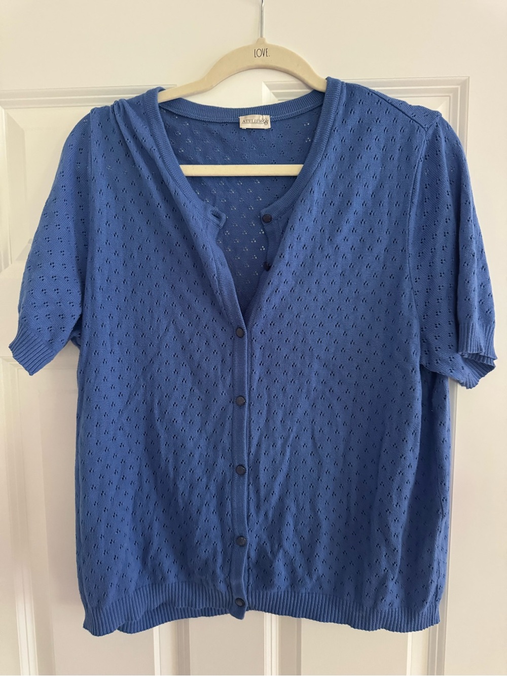 Apt. 9 Blue Short-Sleeve Button Cardigan - Women